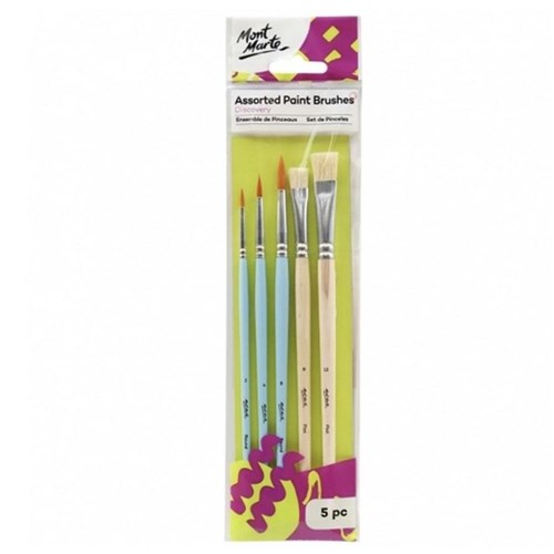 Mont Marte BMHS0039 Assorted Paint Brushes Discovery 5pc - Theodist