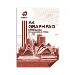 Olympic Graph Pad A4 25 Leaf 5mm Graph Ruled