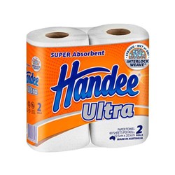 Handee Ultra Paper Towel Double Length White 2 pack