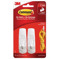 Command 17001 Medium Utility Hooks White 2 Pack - Theodist