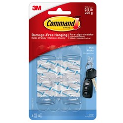 Command 67006 Mini Utility Hooks Clear 6 Pack - Theodist