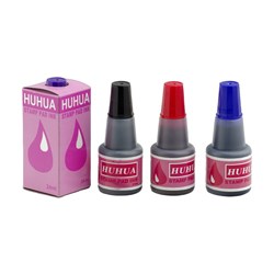 Huhua 18300 Stamp Pad Ink 24ml, Black, Red, Blue, Purple - Theodist