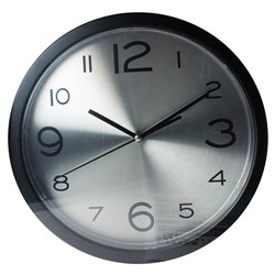 21BKS Large Wall Clock 30cm Silver with Black Rim - Theodist