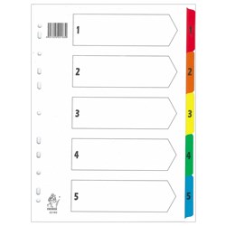 Premier 22183 Index Divider 5 Tabs Numbered Mylar Colours A4 - Theodist