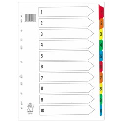 Premier 22187 Index Divider 10 Tabs Numbered Mylar Colours A4 - Theodist