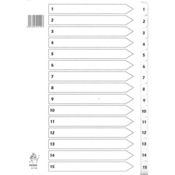 Premier 22190 Index Divider 15 Tabs 1-15 White A4 - Theodist