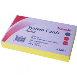 SYSTEM CARD 127x203mm GREEN PKT/100 FOR CARD FILE BOX LGR