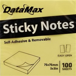 DataMax Sticky Notes 75 x 75mm Yellow Pad 100 Sheets