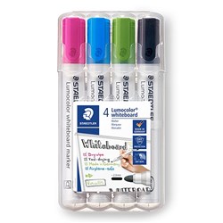 Staedtler 351 Lumocolor Whiteboard Marker Bullet Tip 2mm Assorted Wallet of 4