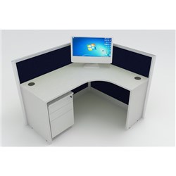 Partitioned Workstations 1 Person Compact L-Shaped Cubicle Desk, Right - 1400mm X 1200mm - Theodist