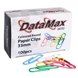 DataMax Paper Clips Round 33mm Coloured 100 Pack - Theodist