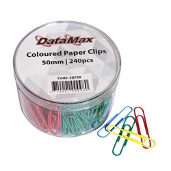 DataMax 38750 Paper Clips Coloured 50mm 240 Pack - Theodist