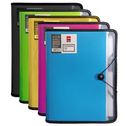 Deli Expanding File 7 Pockets A4 Including Note Pad - Assorted