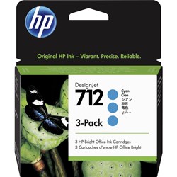 HP 712 Standard-Capacity Cyan Ink Cartridge (3-Pack)