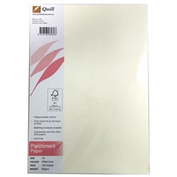 Quill 6260 A4 90GSM Parchment Paper 100 Pieces White Ivory - Theodist