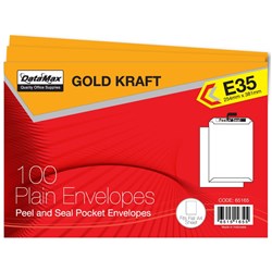 DataMax 65165 E35 Gold Kraft Plain Envelopes 254x381mm 100 Pack - Theodist