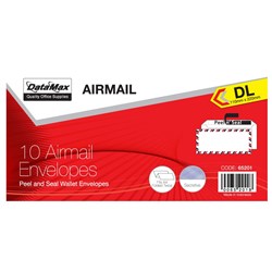 DataMax 65201 DL Airmail Envelopes 110x220mm 10 Pack - Theodist