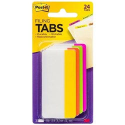 Post-it Filing Tabs 76 x 38mm Assorted 24 Tabs