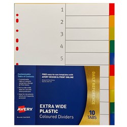 Avery Divider 10 Tab A4 Extra Wide Coloured