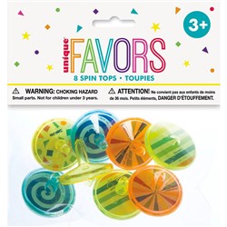 Unique Party- Plastic Spinning Top Party Bag Fillers, Pack of 8