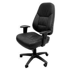 Office Chair Manager's Adjustable High-Back Leather Arms Black - Theodist
