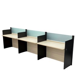 Partitioned Workstations Omega Series 3 Person Desks 3726x611x1112mm - Theodist