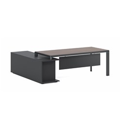Diamond Ebony Executive Desk - 2050mm X 1600mm X 750mm - Theodist