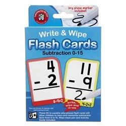 Educational Colours Subtraction Flash Cards - Write & Wipe w/ Marker - Theodist