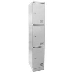 Steel Locker 3 Doors Grey - 450mm X 380mm X 1850mm - Theodist