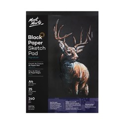 Mont Marte Sketch Pad Black Paper A4 140gsm 25 Sheet