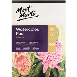 Mont Marte Watercolour Pad German Paper Premium A4 300gsm 12 Sheet