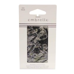 ELASTIC SNAGLESS HAIR TIES BLACK / CLEAR 200PK OMBRELLO