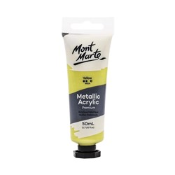 Mont Marte Metallic Acrylic Paint Tube Premium 50ml - Yellow