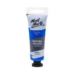 Mont Marte Metallic Acrylic Paint Tube Premium 50ml - Phthalo Blue