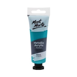 Mont Marte Metallic Acrylic Paint Tube Premium 50ml - Phthalo Green