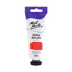 Mont Marte Satin Acrylic Paint Premium 75ml Tube - Brilliant Red