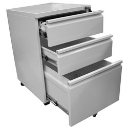 Bizoe 3 Drawers Steel Mobile Pedestal Filing Cabinet - 500mm X 400mm X 640mm - Theodist