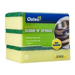 Oates Durafresh Antibacterial Scourer Sponge Pack 3