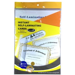 SELF-LAMINATING A4 SHEETS 3/PKT