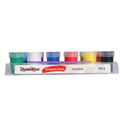 DataMax Tempera Paint Washable 25ml Assorted Pack of 12