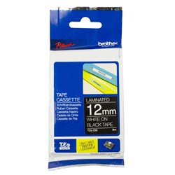 Brother TZe-335 Labelling Tape, White on Black, 12mmx8m - Theodist