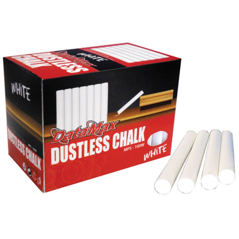 Datamax Dustless Chalk 100 Sticks Box High Quality White Theodist 