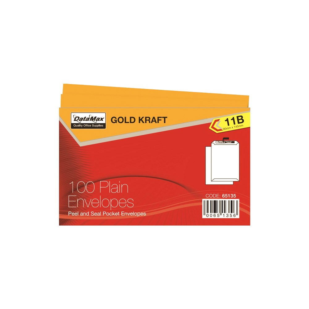DataMax 65135 11B Gold Kraft Plain Envelopes 90x145mm 100 Pack