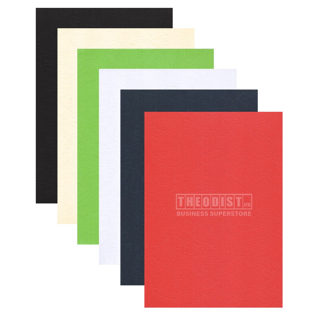 50 Sets A4 Binding Covers – 200mic Clear Cover + 230gsm Leathergrain Back – PFEC