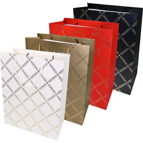 Gift Bag Criss Cross Assorted Colours Medium 26x32x12cm - Theodist