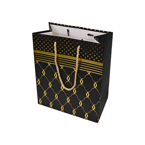 Gift Bag Wavy Lines Assorted Colours Small 18x23x10cm with gold design_1 - Theodist