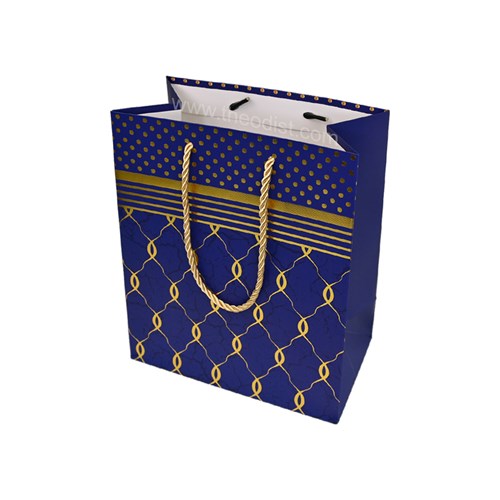 Gift Bag Wavy Lines Assorted Colours Small 18x23x10cm with gold design_2 - Theodist