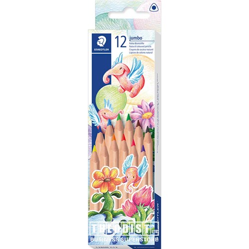 Staedtler 1280N Natural Coloured Pencils Jumbo Triangular 12 Pack - Theodist