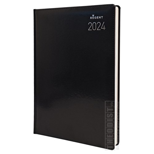 Regent 140BLK 2024 A4 Diary Black Day to Page - Theodist