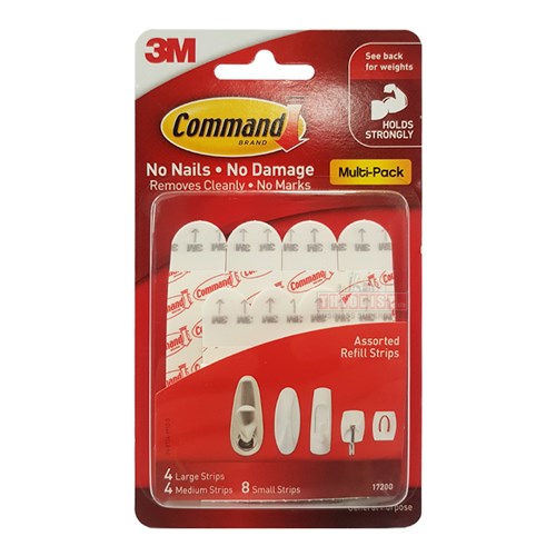 Command 17200 Assorted Refill Strips White 16 Pack - Theodist